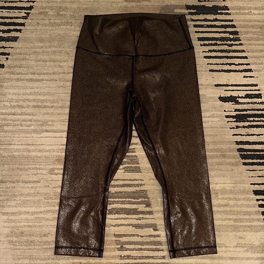 Lululemon Copper Foil Printed Luxtreme High Rise Wunder Under Crop | Women's 8